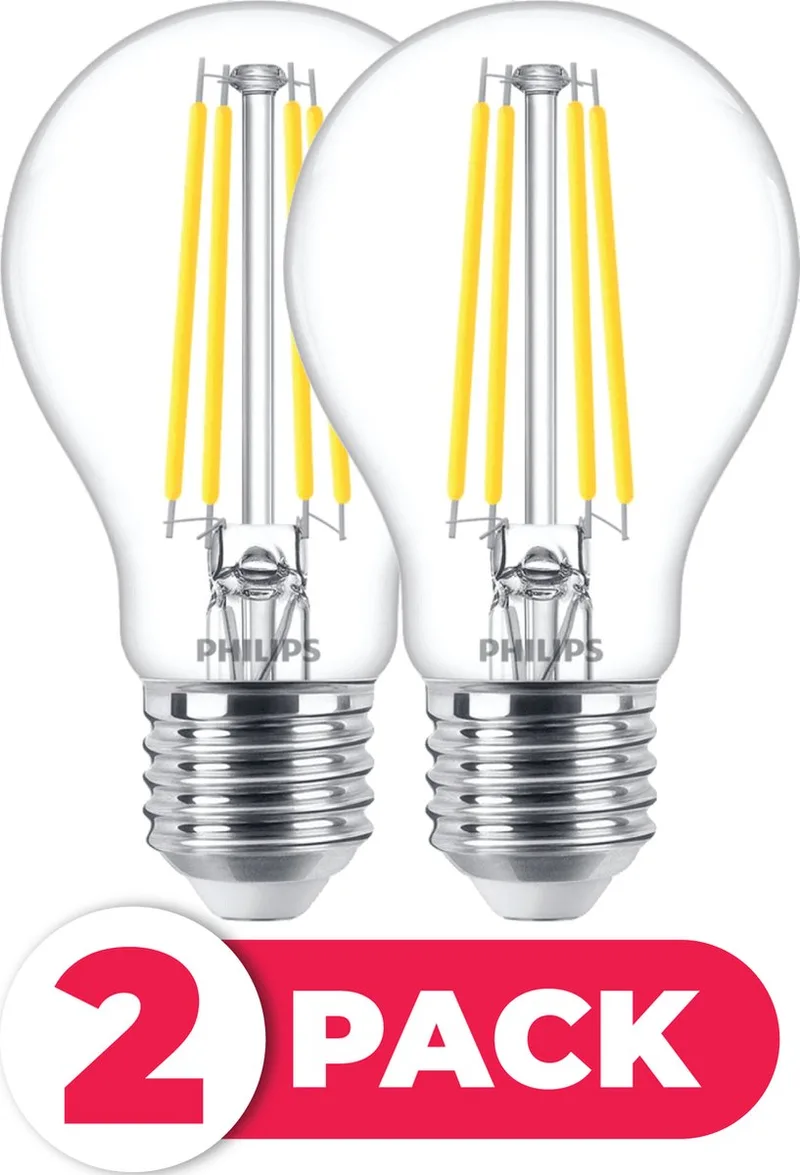 Filament E27 - 7W (60W) - Warm Wit Licht - Niet Dimbaar - 2 stuks de Philips – photo produit