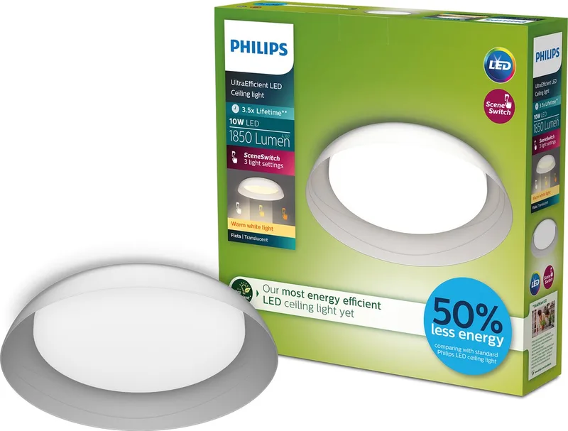 Philips 8720169300972 Fleta LED-Deckenleuchte LED LED fest eingebaut 10 W Transparent von Philips in Doorschijnend – Produktfoto