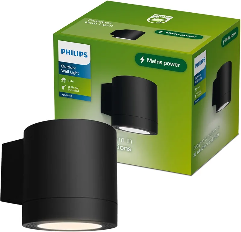 Fylx applique, éclairage d'extérieur, GU10-Fitting, résistant aux intempéries: IP44, design moderne de Philips en Noir – photo produit 1 sur 5