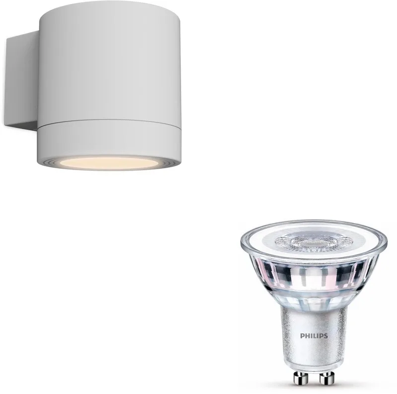 Fylx Wandlamp voor Buiten Down - Buitenlamp - GU10 - Warmwit Licht - SceneSwitch - Eenvoudig Dimbaar met Je Klassieke Schakelaar by Philips in White – product photo