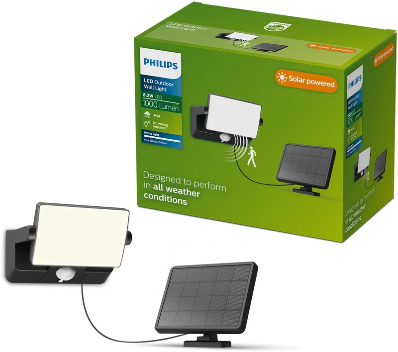 Fyns 8.2w 1000/50 Lumens 3000k Solcellelys fra Philips i Sort – produktbillede