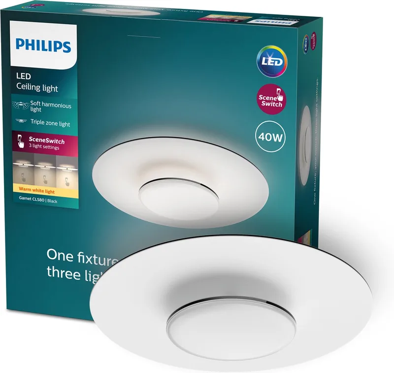 Garnet ceiling lamp - 27K - 40W de Philips en Noir – photo produit