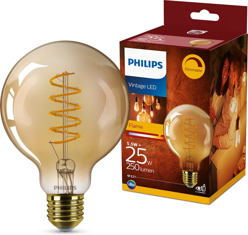 Globe Spiraal Goud - 25 W - E27 - Dimbaar extra warmwit licht de Philips – photo produit