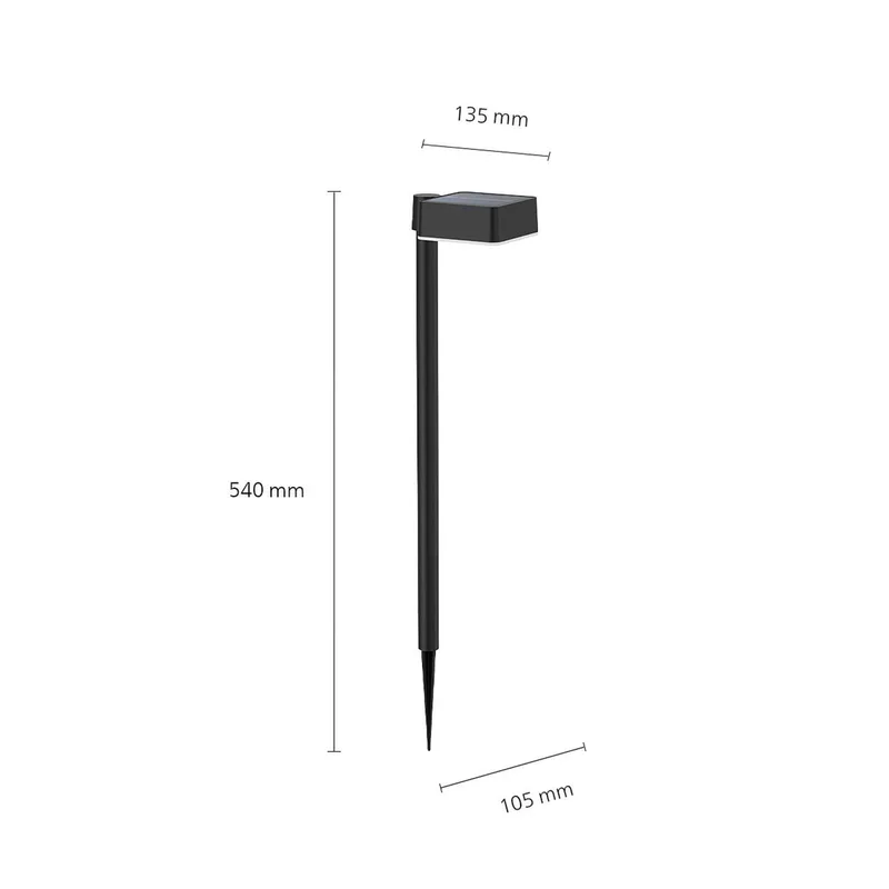 Ip44 1.5w 200 Lumens 2700k 10.5 X 13.5 X 54 Cm Solstake från Philips i Svart – produktbild