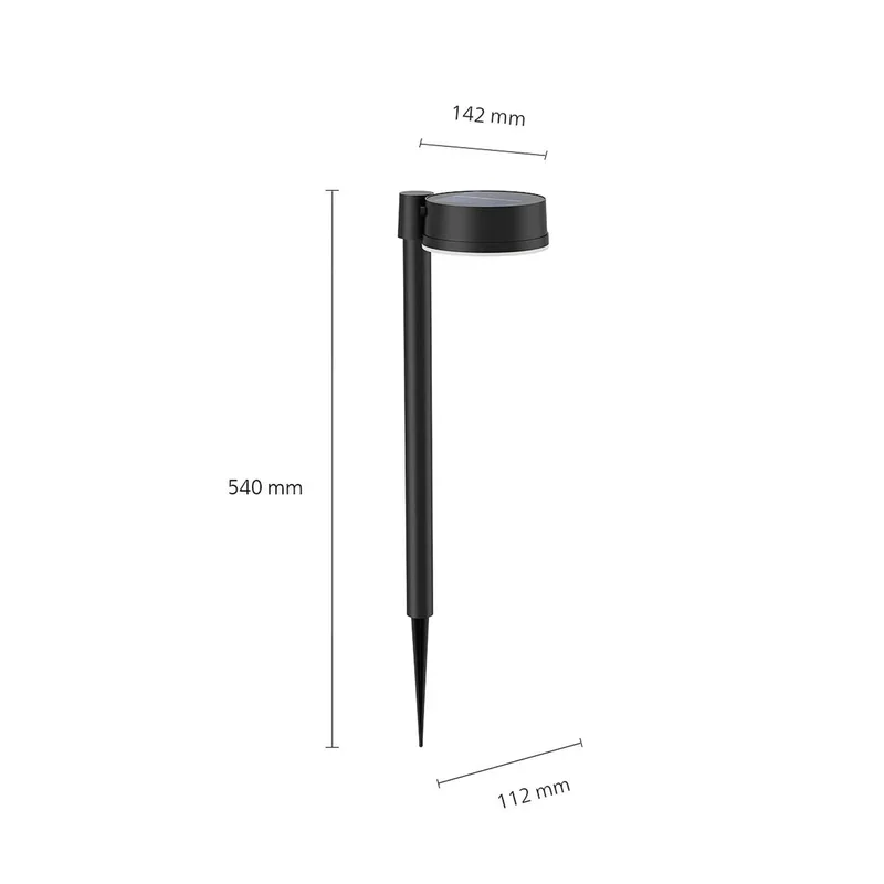 LED 8720169265646 Vynce Lampe de jardin solaire LED 1.5 W noir de Philips en Noir – photo produit