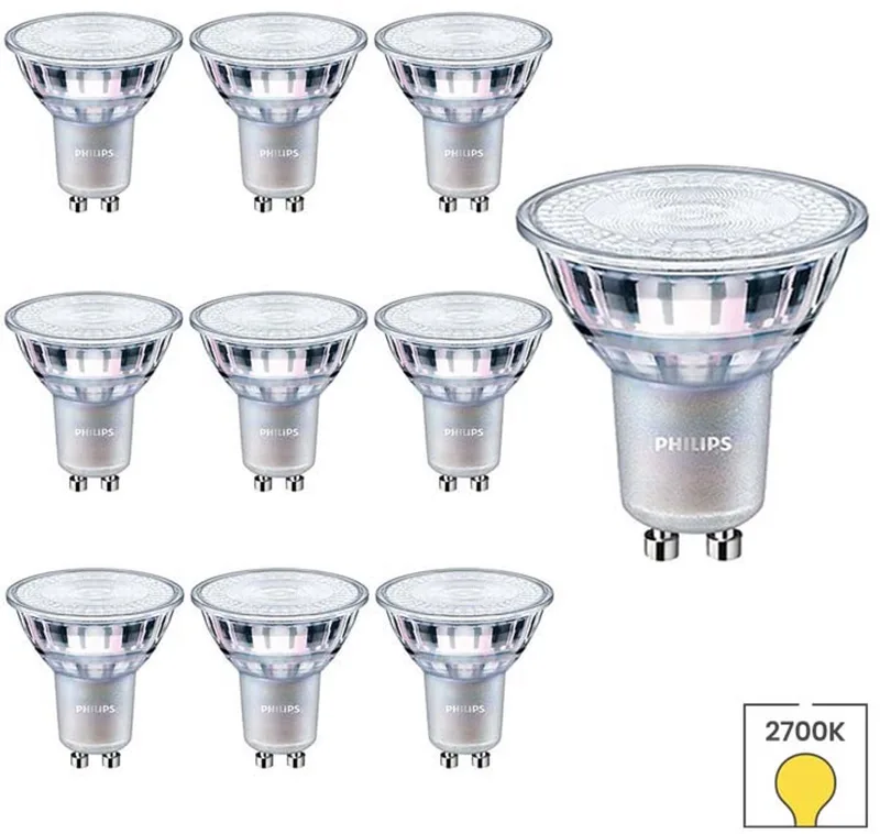 GU10 LED Lamp - 10-pack - 3.5W - 2700K Warmwit Licht de Philips – photo produit