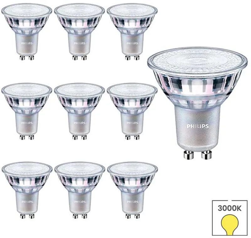 GU10 LED Lamp - 10-pack - 3.5W - 3000K Modern Warmwit Licht de Philips – photo produit