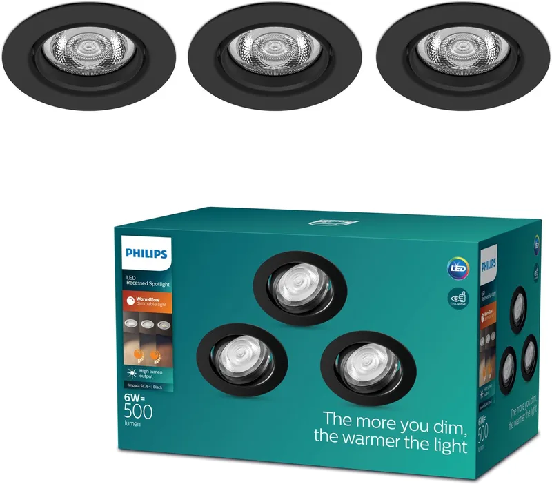 Impala inbouwspot - 3-lichts - rond fra Philips i Sort – produktbillede