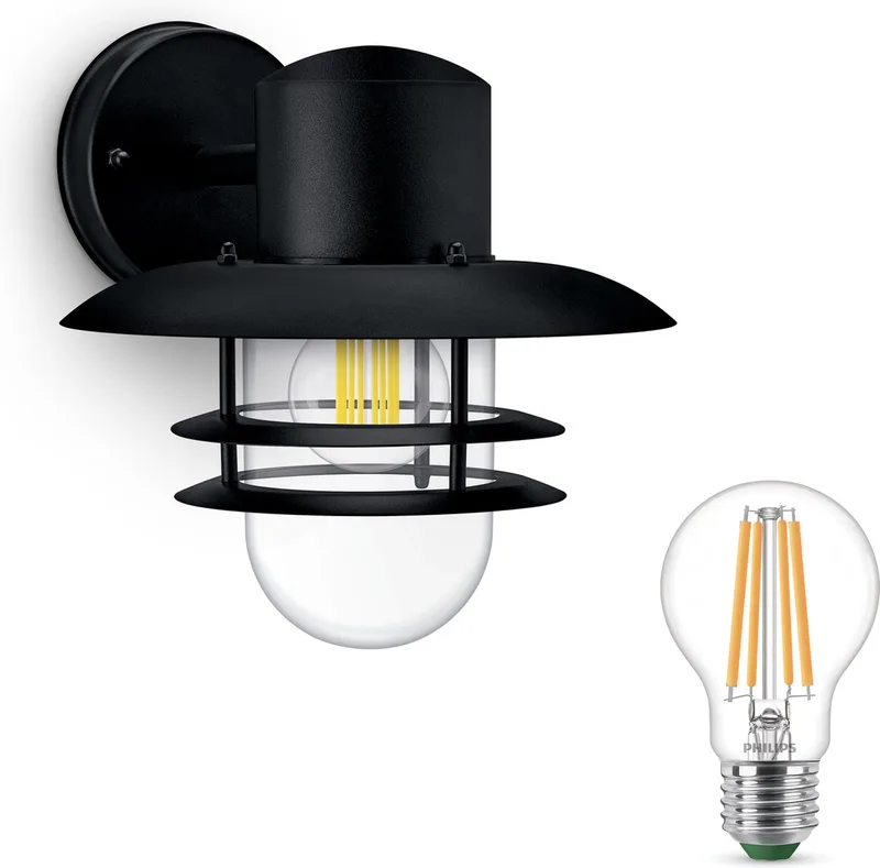 Inyma Wandlamp voor Buiten Neerwarts - Buitenlamp - E27 - Warmwit Licht - Niet Dimbaar från Philips i Svart – produktbild