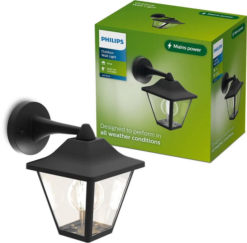 Juli Wandlamp - Buitenverlichting - E27-fitting - Weerbestendig: IP44 - Klassiek ontwerp von Philips in Schwarz – Produktfoto