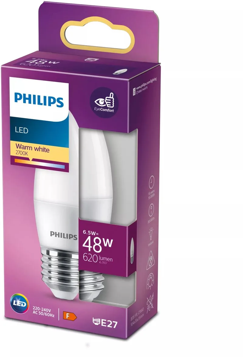 Kaarslamp en kogellamp de Philips – photo produit