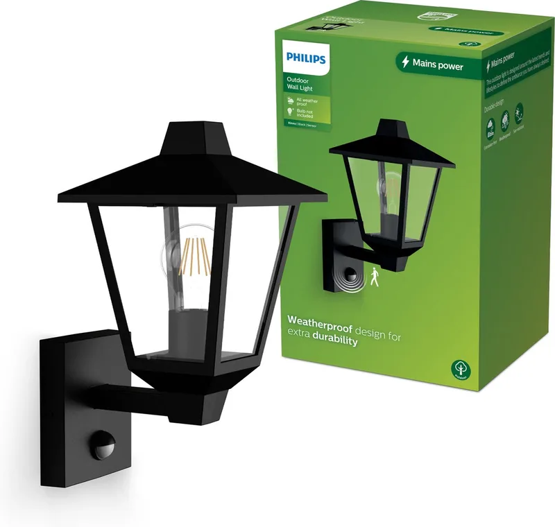 LED Kinno 929004141401 Applique extérieure LED E27 noir de Philips en Noir – photo produit