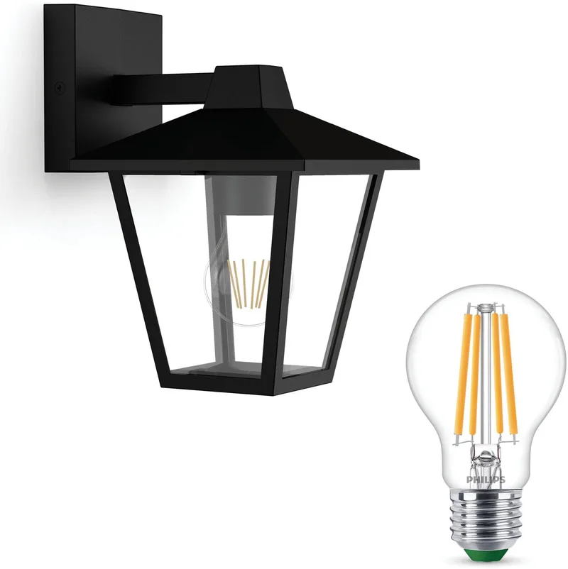 Kinno Wandlamp voor Buiten Down - Buitenlamp - E27 - Warmwit Licht - SceneSwitch - Eenvoudig Dimbaar met Je Klassieke Schakelaar de Philips en Noir – photo produit