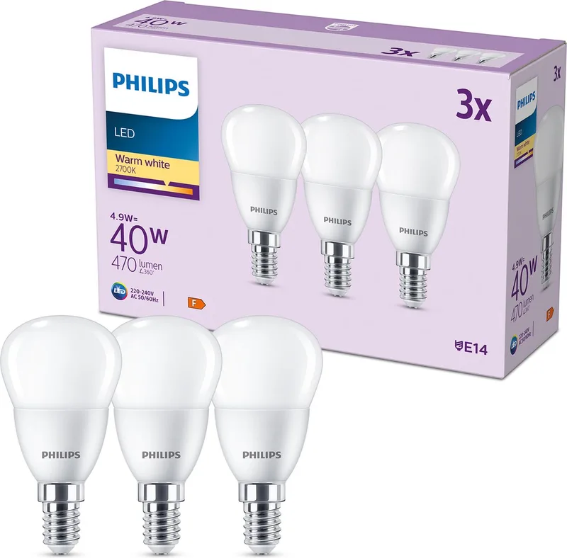 LED-lampa E14 4.9W 470m 2 700 K matt 3 från Philips – produktbild