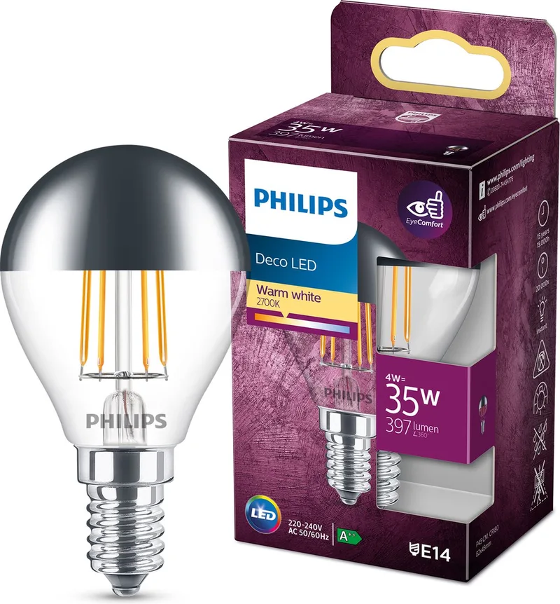 Kogellamp Modern - 35 W - E14 - warmwit licht de Philips – photo produit