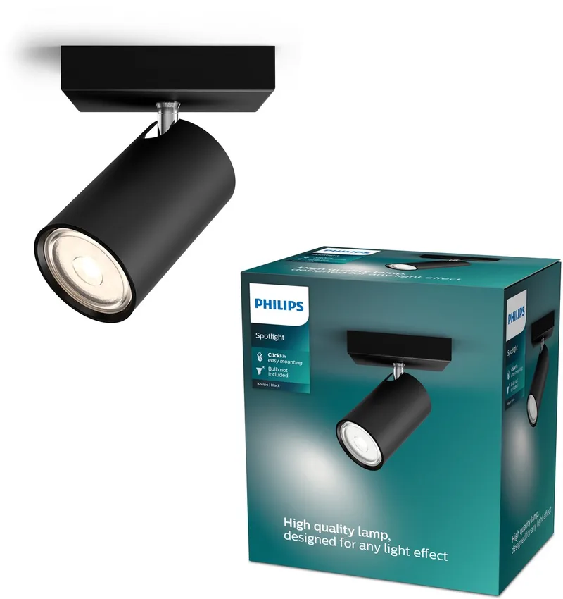 Kosipo opbouwspot - 1-lichts von Philips in Schwarz – Produktfoto