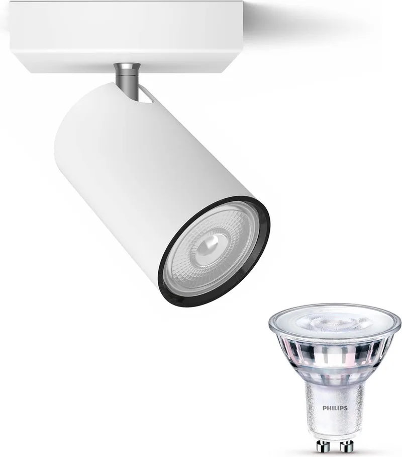 Kosipo Opbouwspot - Warmwit Licht - Wandspot of Plafondspot met 1 Lichtpunt - GU10 - SceneSwitch - Eenvoudig Dimbaar met Je Klassieke Schakelaar de Philips en Blanc – photo produit