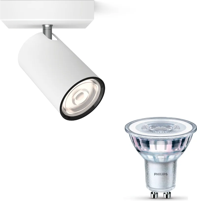 Kosipo Opbouwspot - Warmwit Licht - Wandspot of Plafondspot met 1 Lichtpunt - GU10 - Niet Dimbaar von Philips in Weiß – Produktfoto