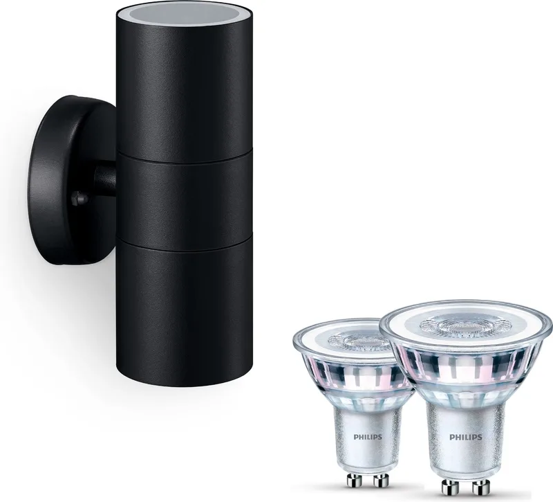 Kylis Wandlamp voor Buiten Up & Down - Buitenlamp - GU10 - Warmwit Licht - Niet Dimbaar von Philips in Schwarz – Produktfoto