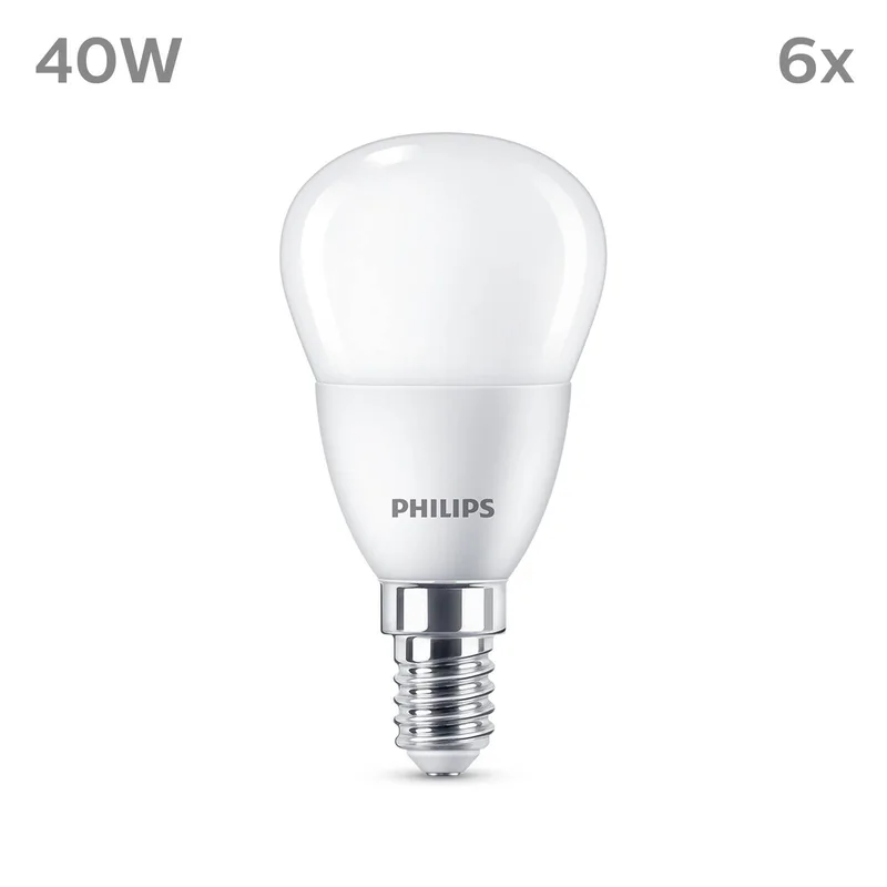 Pære E14 4,9W 470m 2.700K mat pr. 6 fra Philips – produktbillede