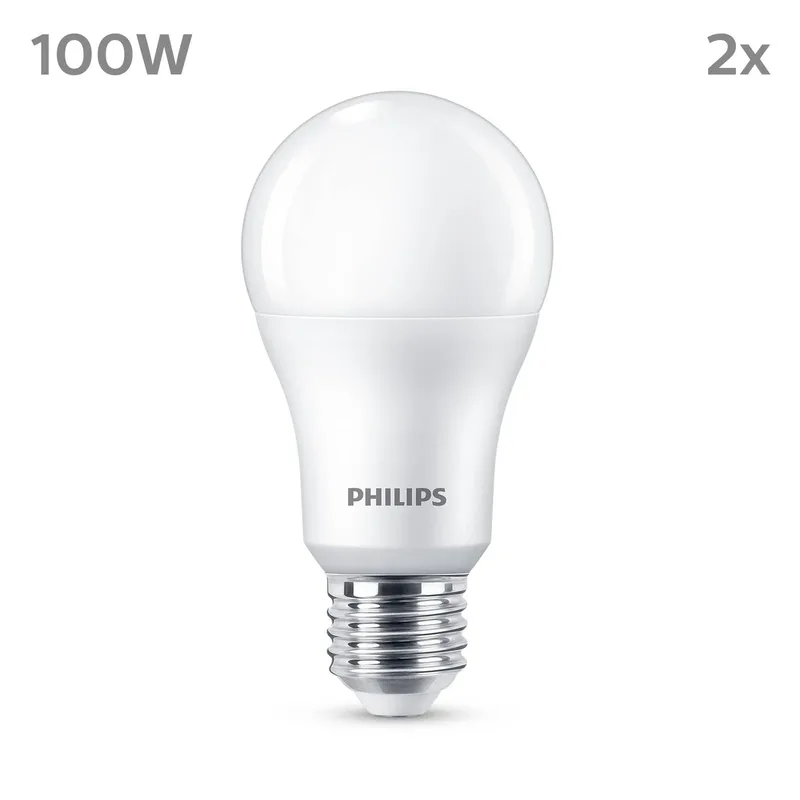 lamp E27 13W 1.521lm 2.700K mat per 2 de Philips – photo produit