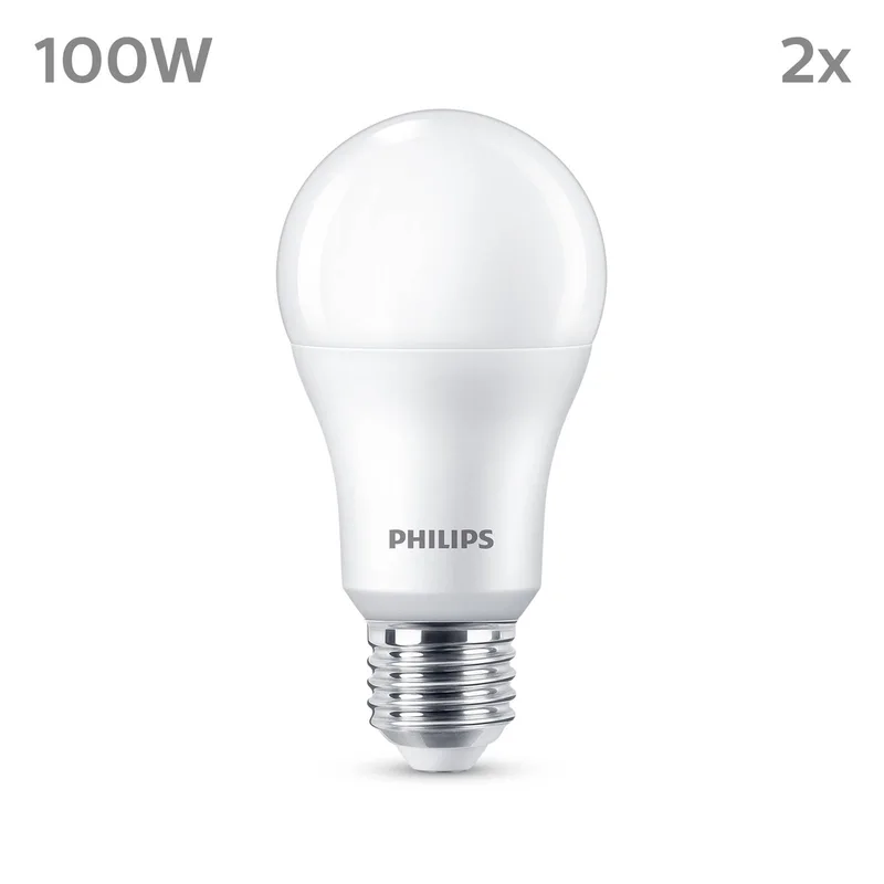 lamp E27 13W 1.521lm 4.000K mat per 2 van Philips – productfoto