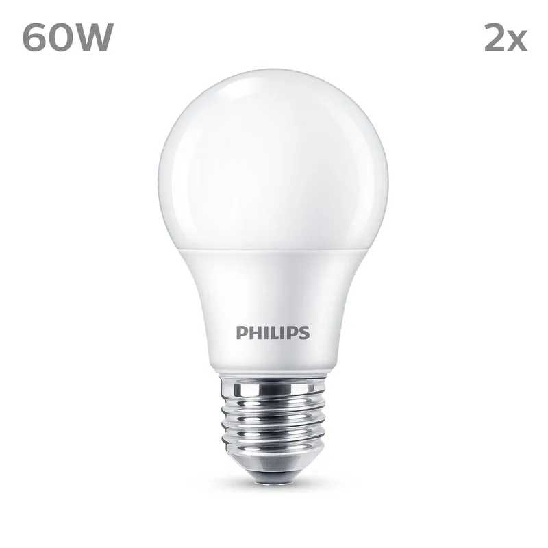lamp E27 8W 806lm 2.700K mat per 2 van Philips – productfoto