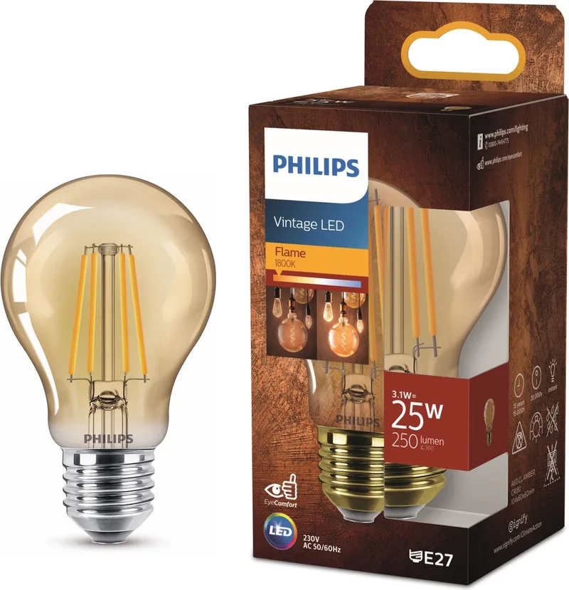 E27 LED-lampa A60 3,1W 1 800K guld från Philips – produktbild