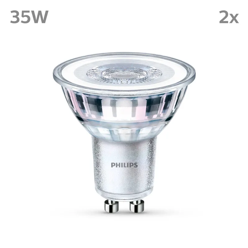 LED-lampa GU10 3,5W 255lm 827 klar 36° 2st från Philips – produktbild