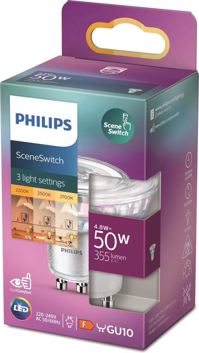 lamp SceneSwitch Lichtbron - Fitting GU10 - Dimbaar de Philips – photo produit