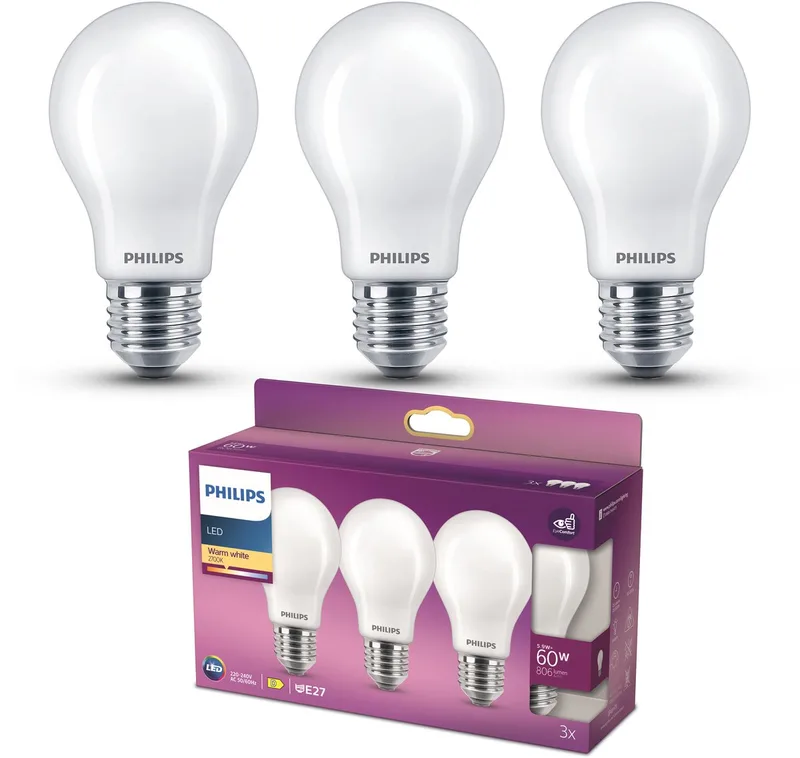 LED-lampa Classic E27 A60 7 W 827 matt från Philips – produktbild