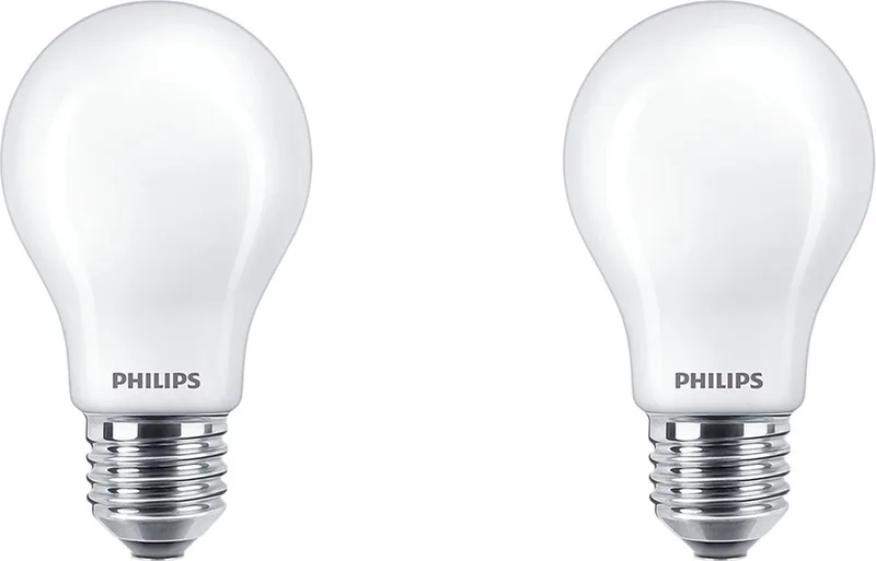 lamp - Standaard lampvorm met E27 fitting - Warmwit licht: 2700K - 40W - Mat glas - 2-pack fra Philips – produktbillede