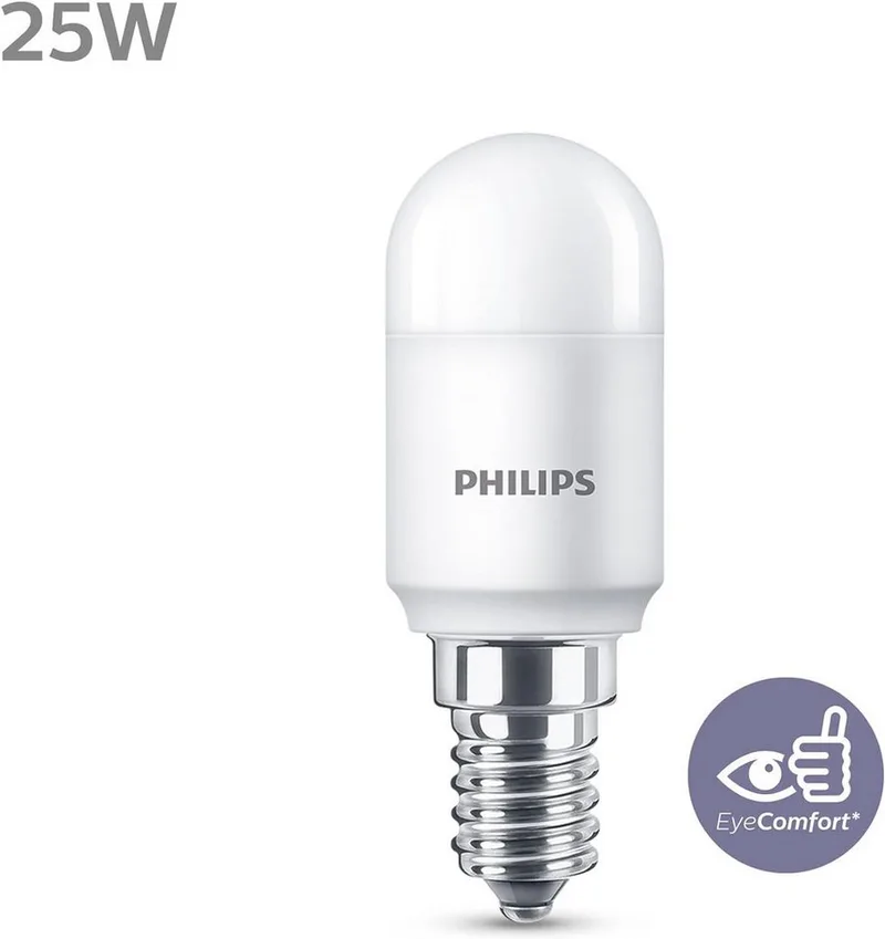 LED-Leuchtmittel LED CorePro E14 T25 Röhre 3,2W = 25W Kühlschrank 250lm Warmweiß 2700K, T25, Warmweiß, Kühlschranklampe von Philips in Weiß – Produktfoto