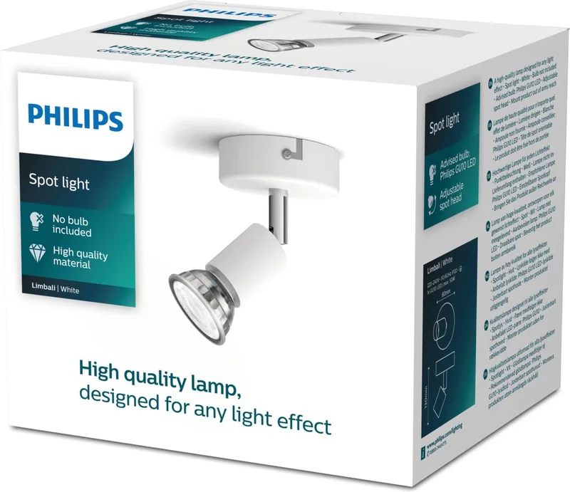 Limbali ytmonterad spotlight, 1-ljus från Philips i Vit – produktbild