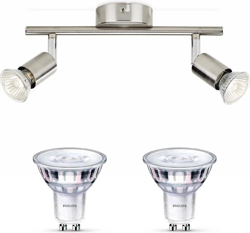 Limbali Opbouwspot - Warmwit Licht - Plafondspot met 2 Lichtpunten - GU10 - SceneSwitch - Eenvoudig Dimbaar met Je Klassieke Schakelaar by Philips in Mat Chroom – product photo