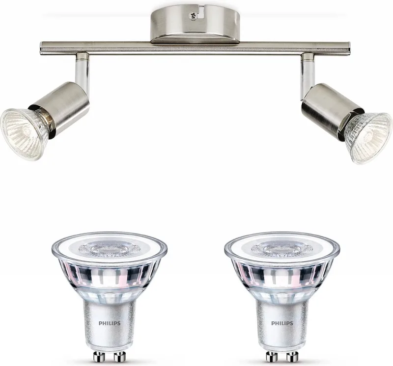 Limbali Opbouwspot - Warmwit Licht - Plafondspot met 2 Lichtpunten - GU10 - Niet Dimbaar fra Philips i Mat Chroom – produktbillede