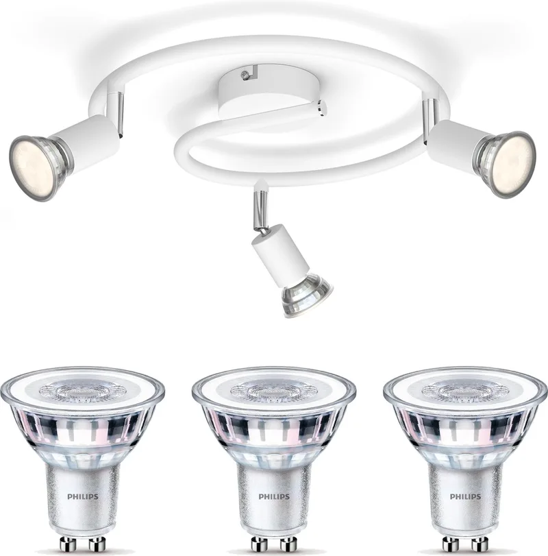 Limbali Opbouwspot - Warmwit Licht - Plafondspot met 3 Lichtpunten - GU10 - SceneSwitch - Eenvoudig Dimbaar met Je Klassieke Schakelaar fra Philips i Hvid – produktbillede