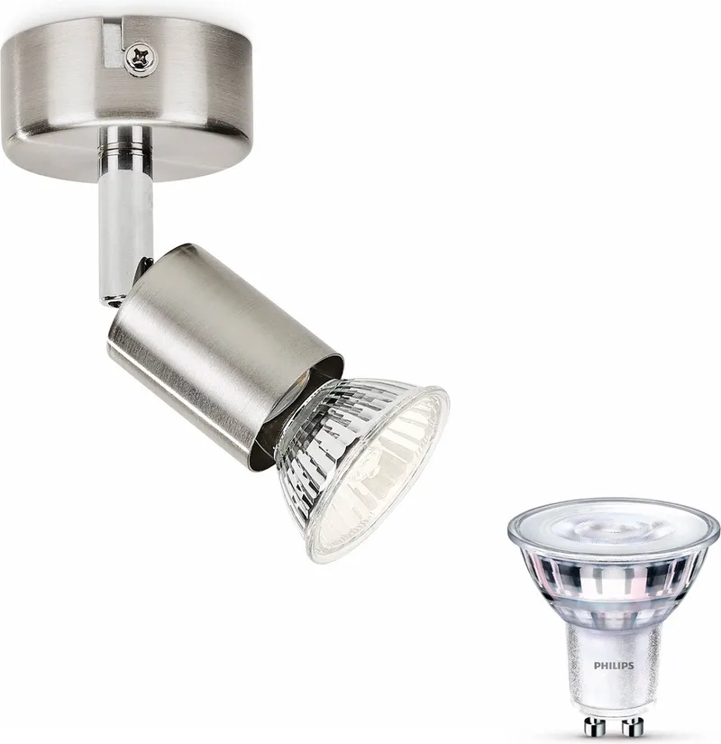 Limbali Opbouwspot - Warmwit Licht - Wandspot of Plafondspot met 1 Lichtpunt - GU10 - SceneSwitch - Eenvoudig Dimbaar met Je Klassieke Schakelaar van Philips in Mat Chroom – productfoto