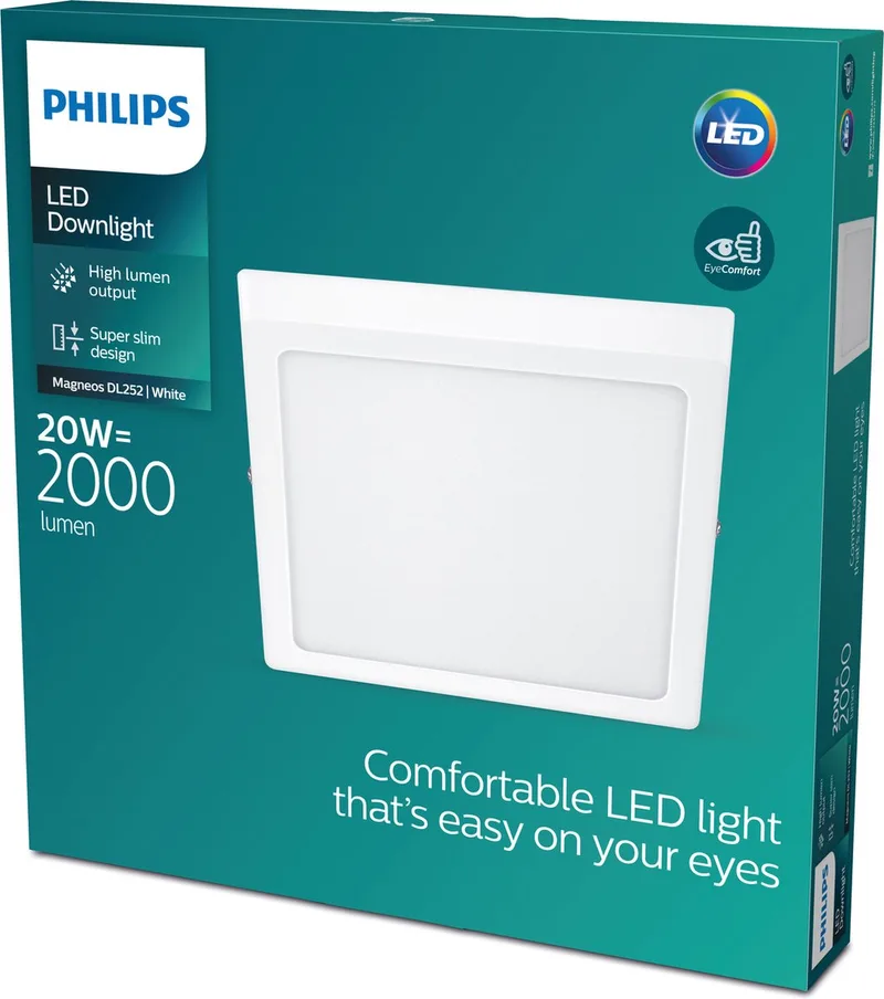 Magneos plafondlamp - vierkant - groot - 20 W van Philips in Wit – productfoto