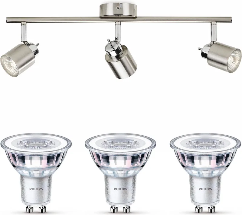Meranti Opbouwspot - Warmwit Licht - Plafondspot met 3 Lichtpunten - GU10 - Niet Dimbaar van Philips in Mat Chroom – productfoto