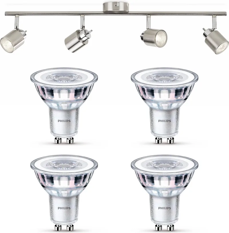 Meranti Opbouwspot - Warmwit Licht - Plafondspot met 4 Lichtpunten - GU10 - Niet Dimbaar från Philips i Mat Chroom – produktbild