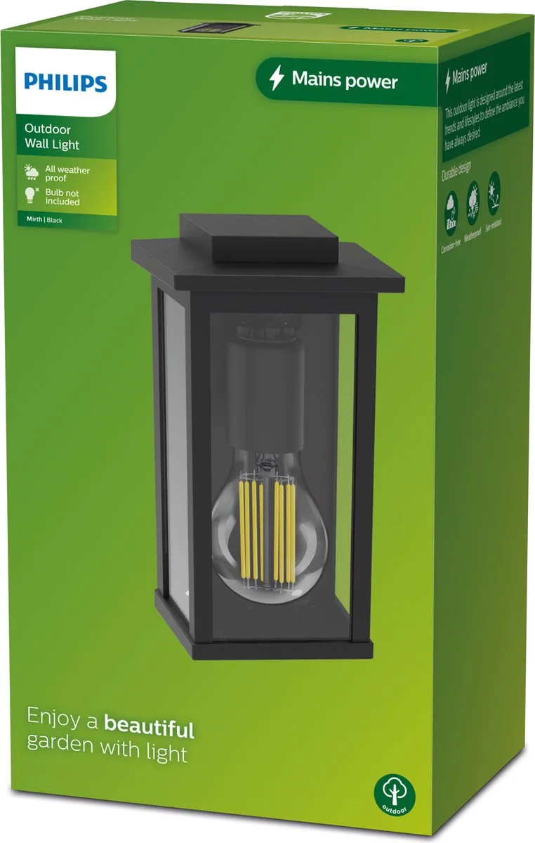 Mirth wandlamp - E27 fra Philips i Sort – produktbillede