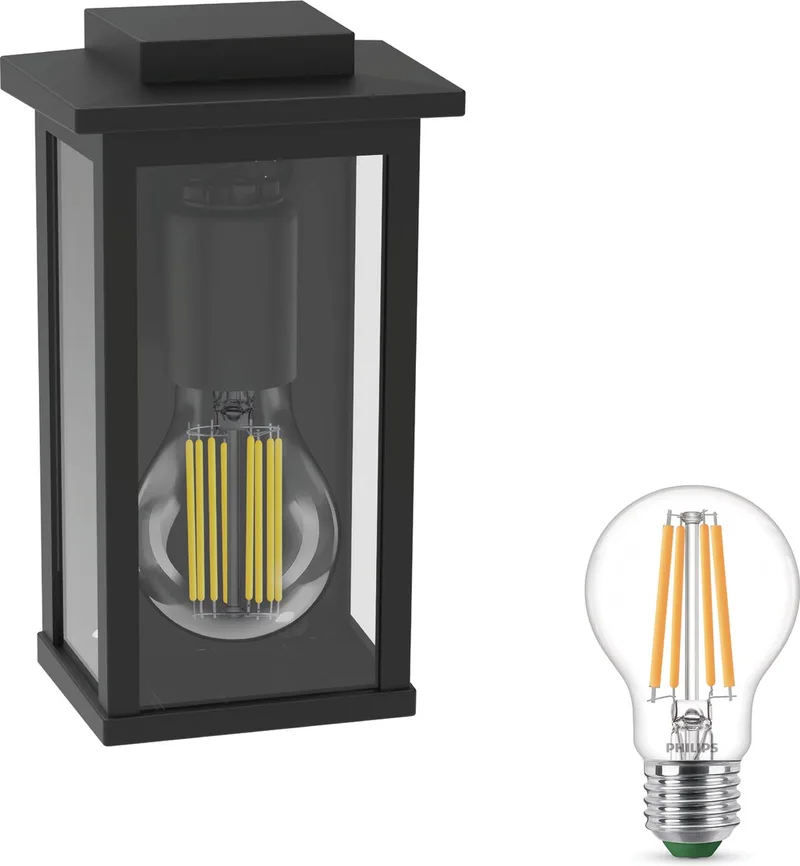 Mirth Wandlamp voor Buiten - Buitenlamp - E27 - Warmwit Licht - Niet Dimbaar von Philips in Schwarz – Produktfoto