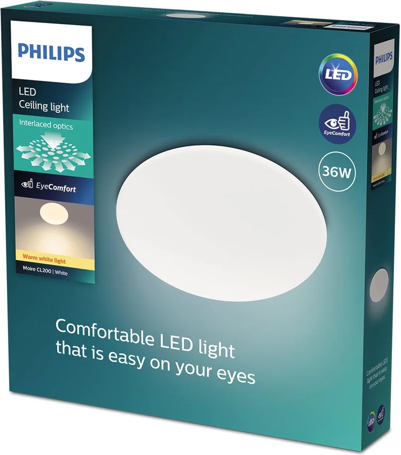 Moire plafondlamp - 36 Watt - Warmwit licht - 2700K de Philips en Blanc – photo produit