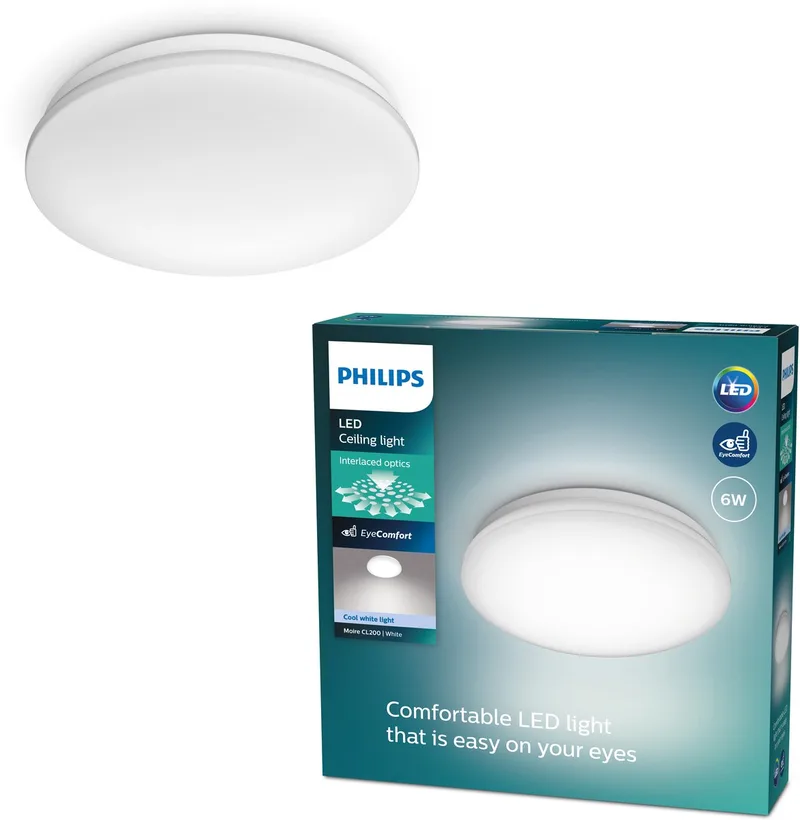 Moire plafonnière - koelwit licht - klein fra Philips i Hvid – produktbillede
