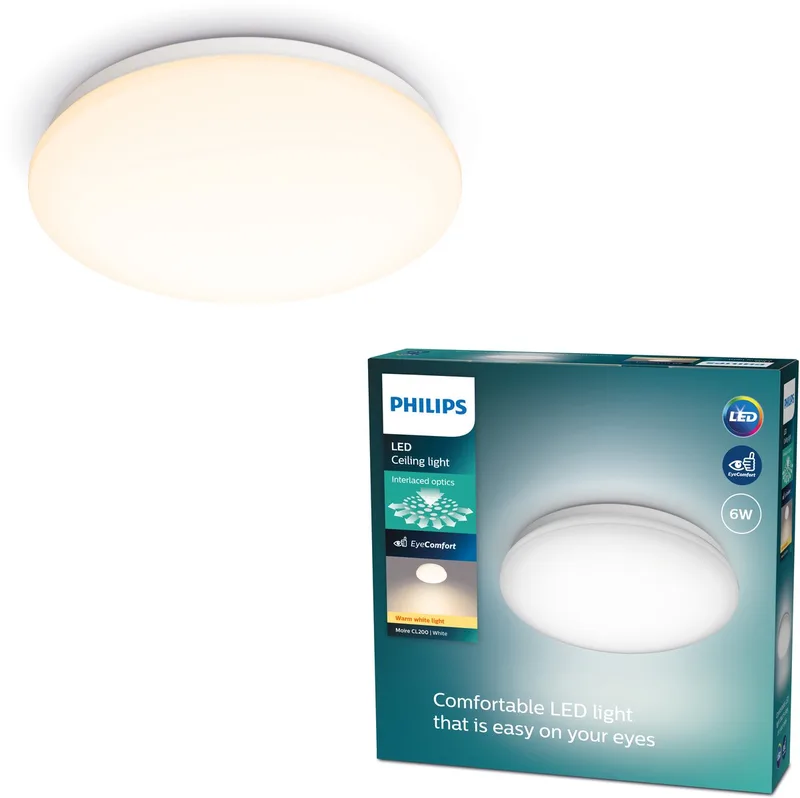 Moire plafonnière - warmwit licht - klein fra Philips i Hvid – produktbillede