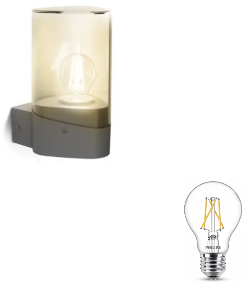 Nayl Wandlamp voor Buiten Up - Buitenlamp - E27 - Warmwit Licht - SceneSwitch - Eenvoudig Dimbaar met Je Klassieke Schakelaar fra Philips i Antracit – produktbillede