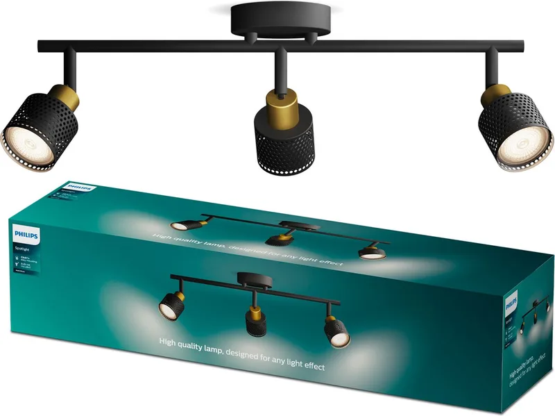 Niall 8720169300118 Spot de plafond GU10 noir, or de Philips en Or – photo produit