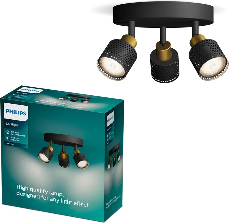 Niall 8720169300156 Spot de plafond GU10 105 W noir, or de Philips – photo produit