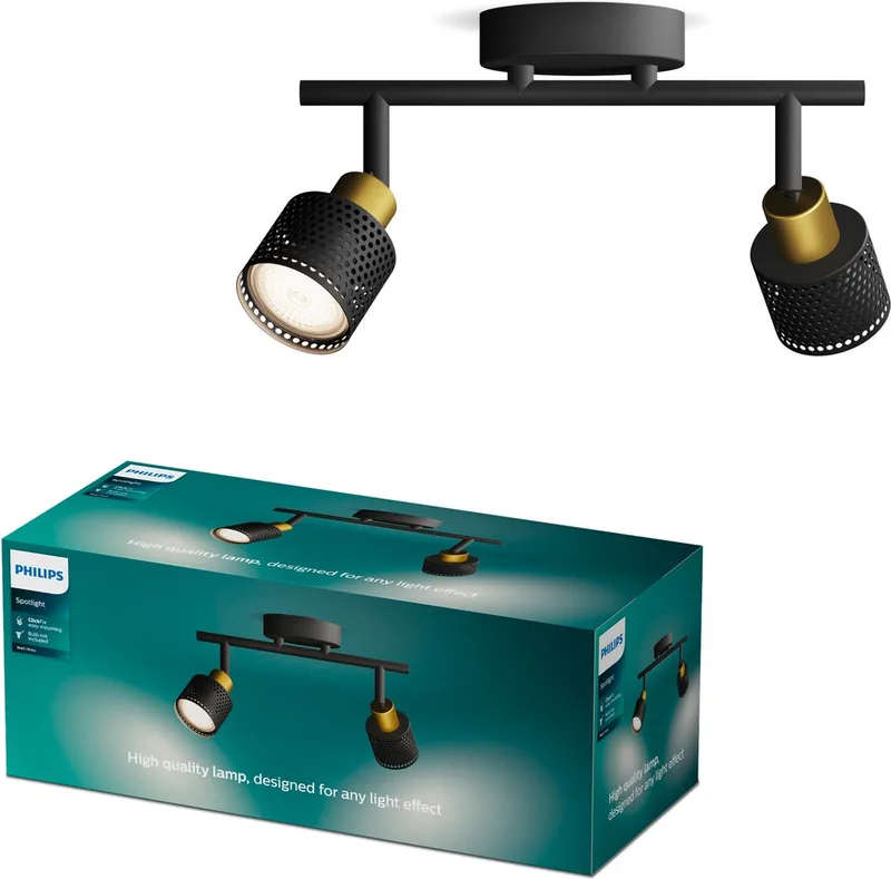Niall 8720169300095 Spot de plafond GU10 noir, or de Philips – photo produit